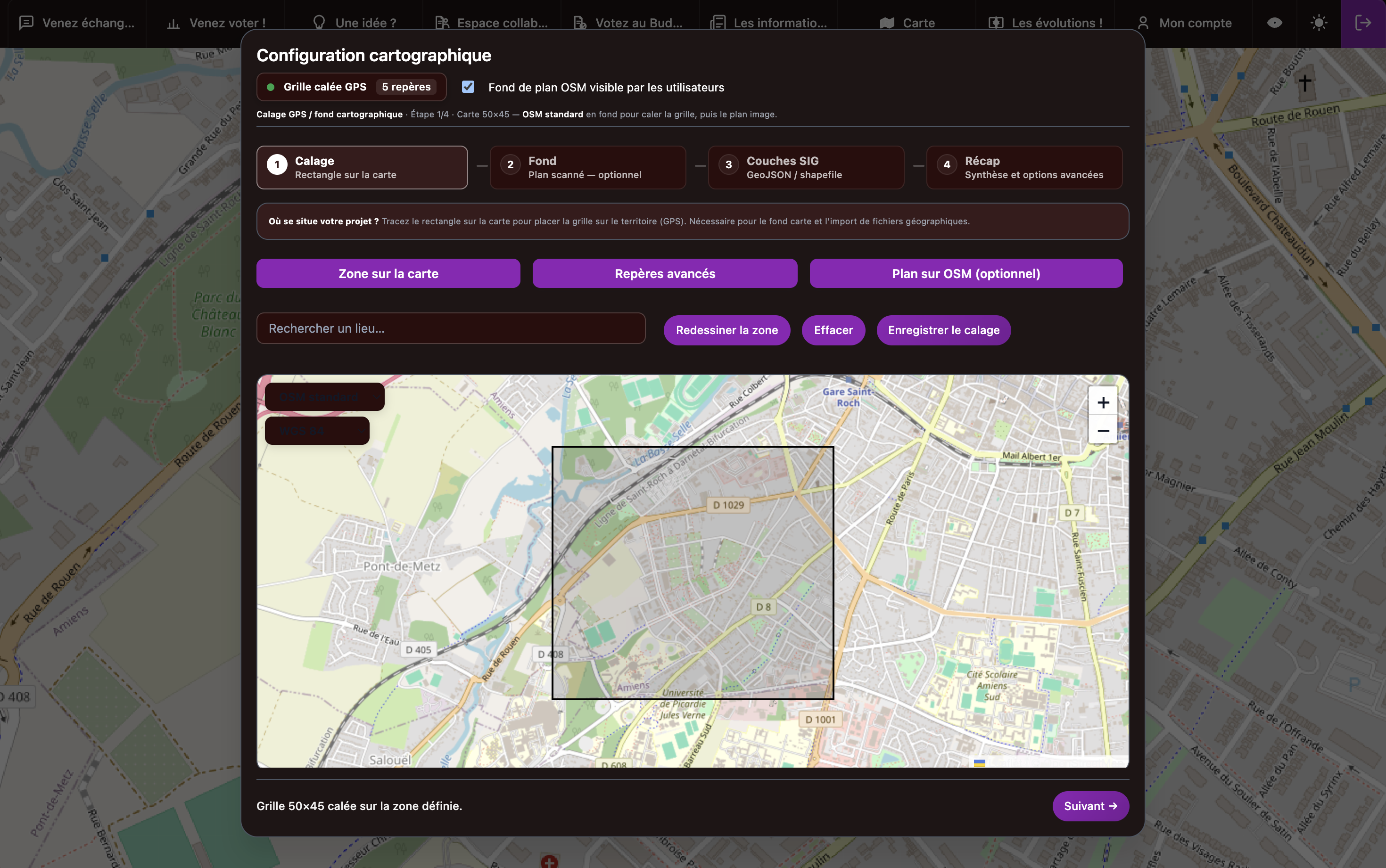 InConcertta — éditeur de carte avec thème personnalisé